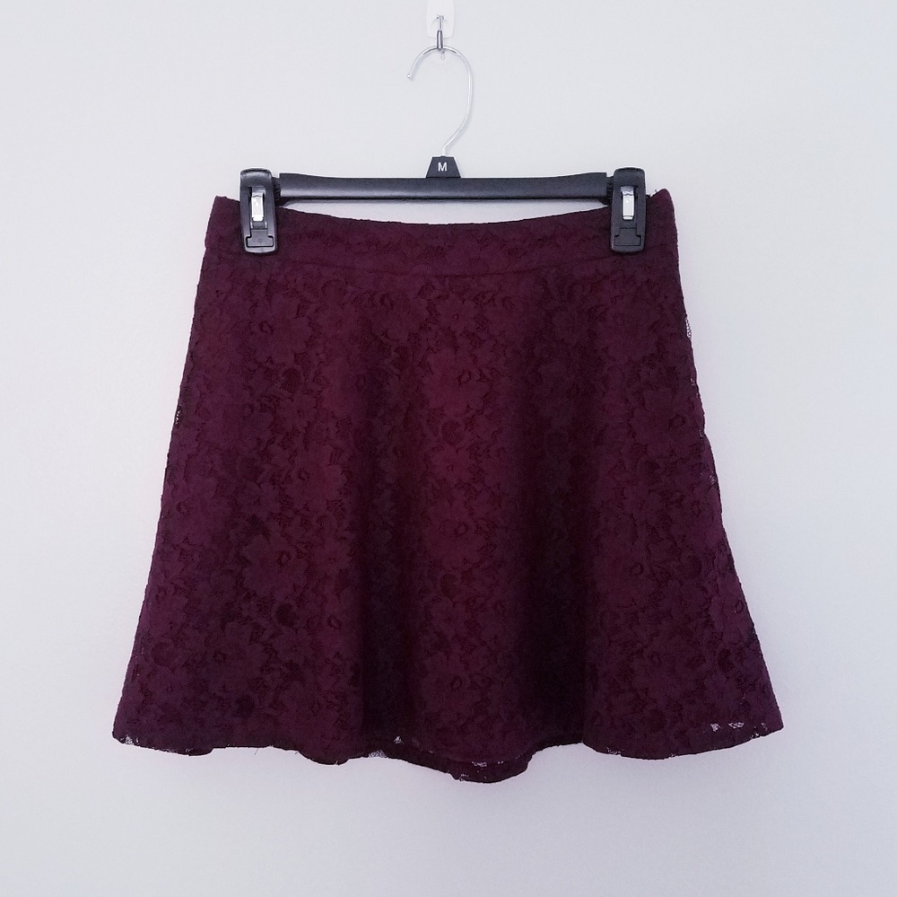 The Limited maroon high waist lace skirt